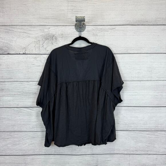 Torrid Festi Plus Size Gray Slub Cotton Raglan Button Up Oversized Top Size 4X - Picture 6 of 7